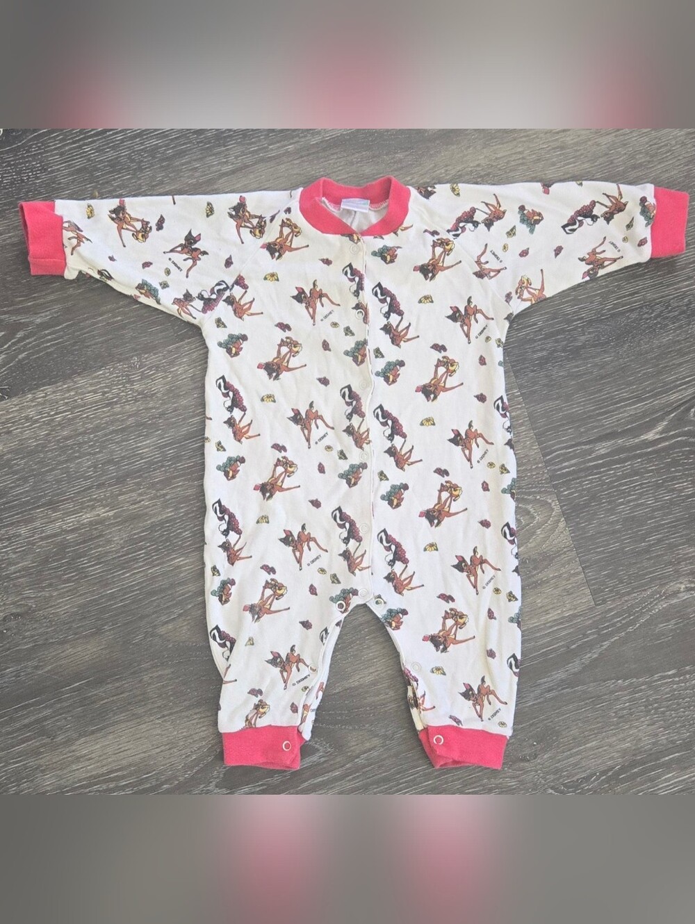 Vintage H&M Disney Bambi Print Onsie Sleeper - 9M